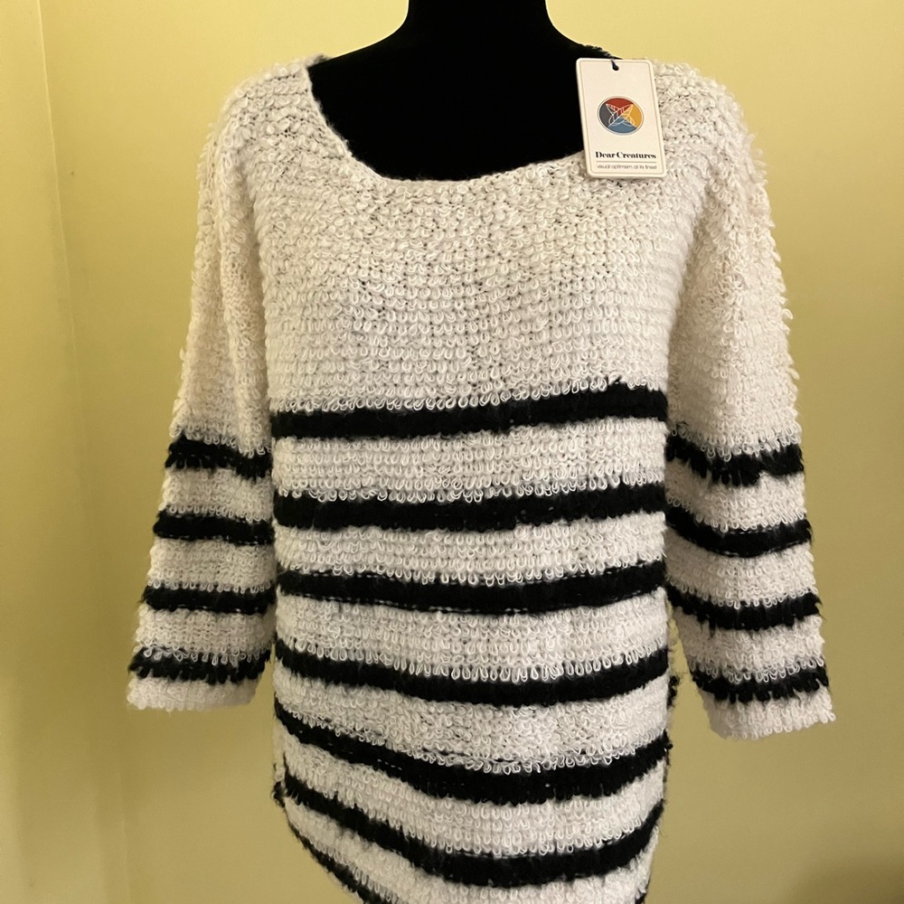 Dear Creatures NEW sweater top pullover sz M blue white nautical coastal GIFT - Picture 2 of 5